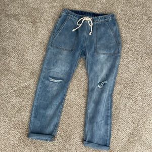 Vici distressed denim joggers